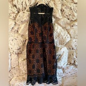 Sexy Black Lace Cocktail Dress - Nude Satin Lining Corset Top